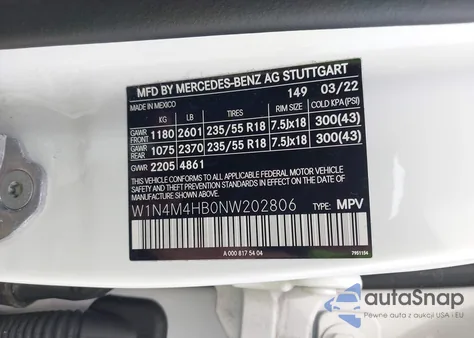 2022 Mercedes-Benz Glb 250 4Matic from USA, damaged, VIN W1N4M4HB0NW202806